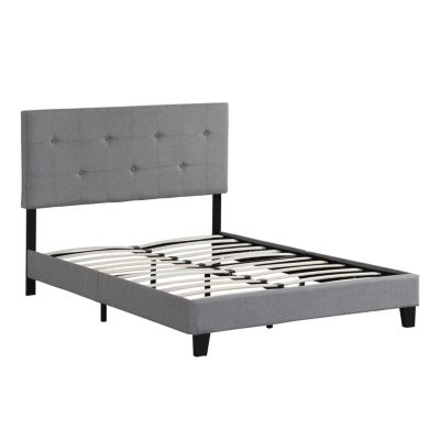 Modern Linen Upholstered Platform Bed Frame