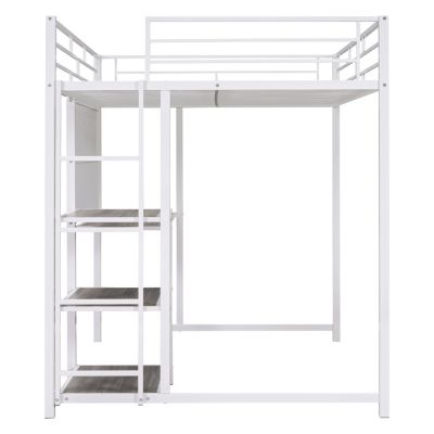 Streamdale Metal Loft Bed with Desk, Shelves & Ladder