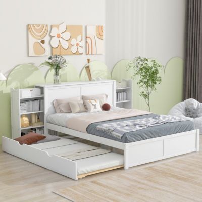 Streamdale Queen Storage Bed with Pull-Out Shelves and Trundle