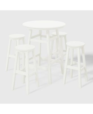 5-Piece HDPE Outdoor Patio Dining Bar Bistro Table Set with Bar Stools