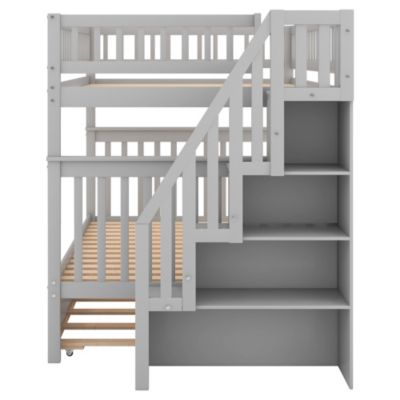 Streamdale Full Over Full Bunk Bed With Trundle And Staircase