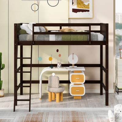 Streamdale Solid Wood Twin Size Loft Bed With Ladder