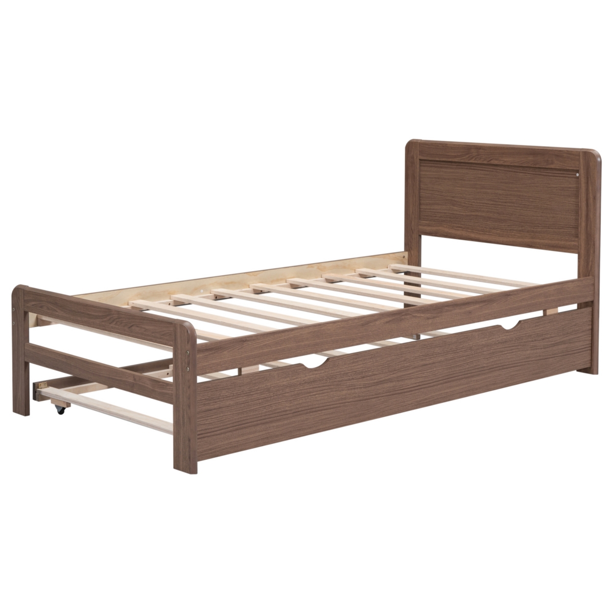Streamdale Furniture Modern Design Wooden Size Platform Bed Frame With Trundle ForColor - Walnut