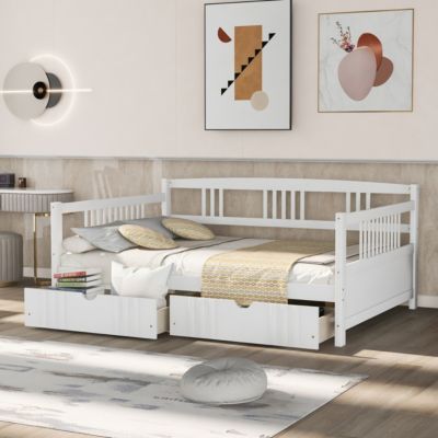 Streamdale Full Size Daybed Wood Bed With Two Drawers