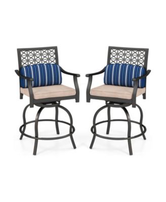 Set of 2 Outdoor Bar Height Chair with Soft Cushions