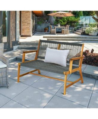 2-Person Acacia Wood Yard Bench for Balcony and Patio