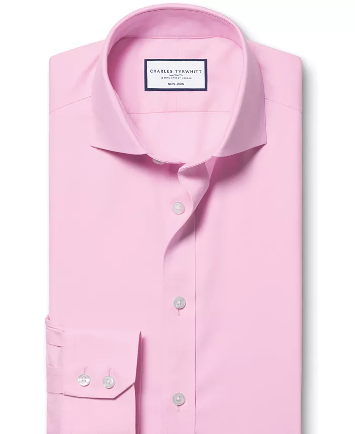 Men's Slim-Fit Non-Iron Solid Twill Dress Shirt - thumbnail 9