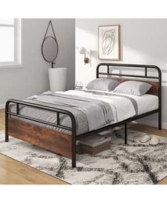Full Size Bed Frame with Industrial Headboard-Full Size
