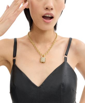 Coach コーチ Women's Quilted Padlock Necklace COACH Quilted Padlock Necklace - Macy's