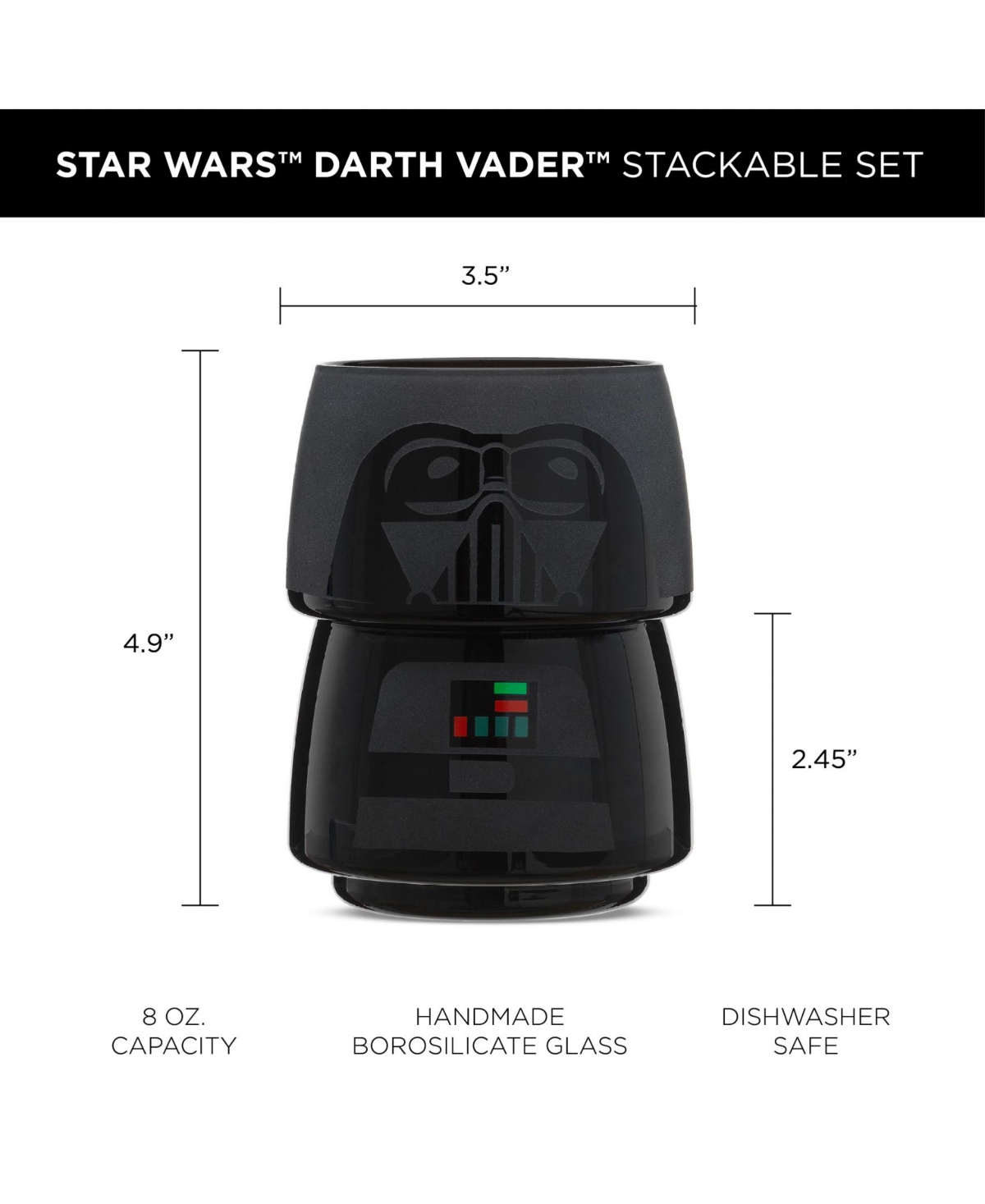 JOYJOLT STAR WARS STACKABLE CHARACTER COLLECTION DARTH VADER STACKABLE GLASSES 