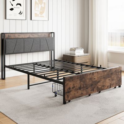 Vintage Storage Headboard Bed Frame