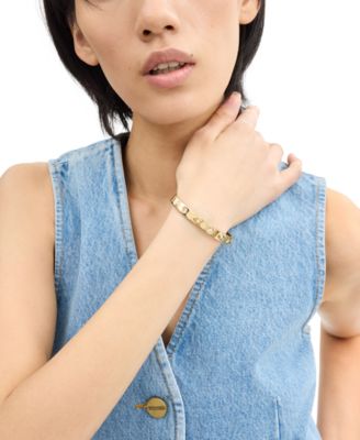 Boxed Faux Stone Signature Sculpted C Bangle Bracelet