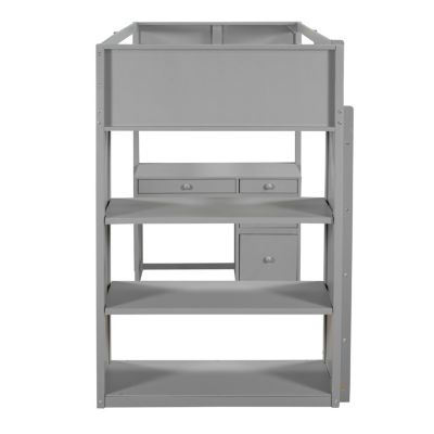 Streamdale Twin Size Loft Bed With Ladder, Shelves, And Desk