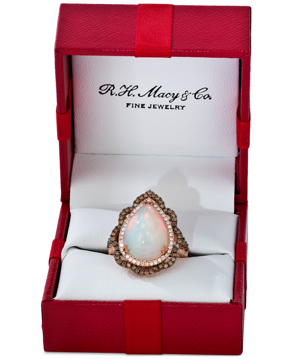 Le Vian Neopolitan Opal (4 Ct. T.w.) & Diamond (3/4 Ct. T.w.) Wavy Halo Pear Statement Ring In 14k Rose Gold In Yellow Gold