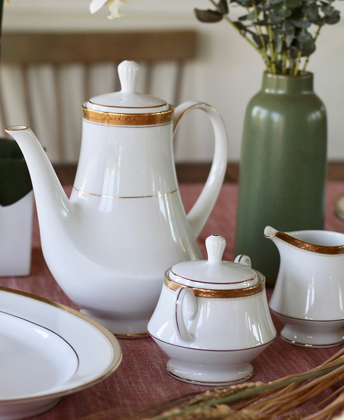 Noritake Barrymore Creamer - 8 Oz (236 Ml) Porcelain Creamer With Gold Trim, Classic Round Shape, White - View #10