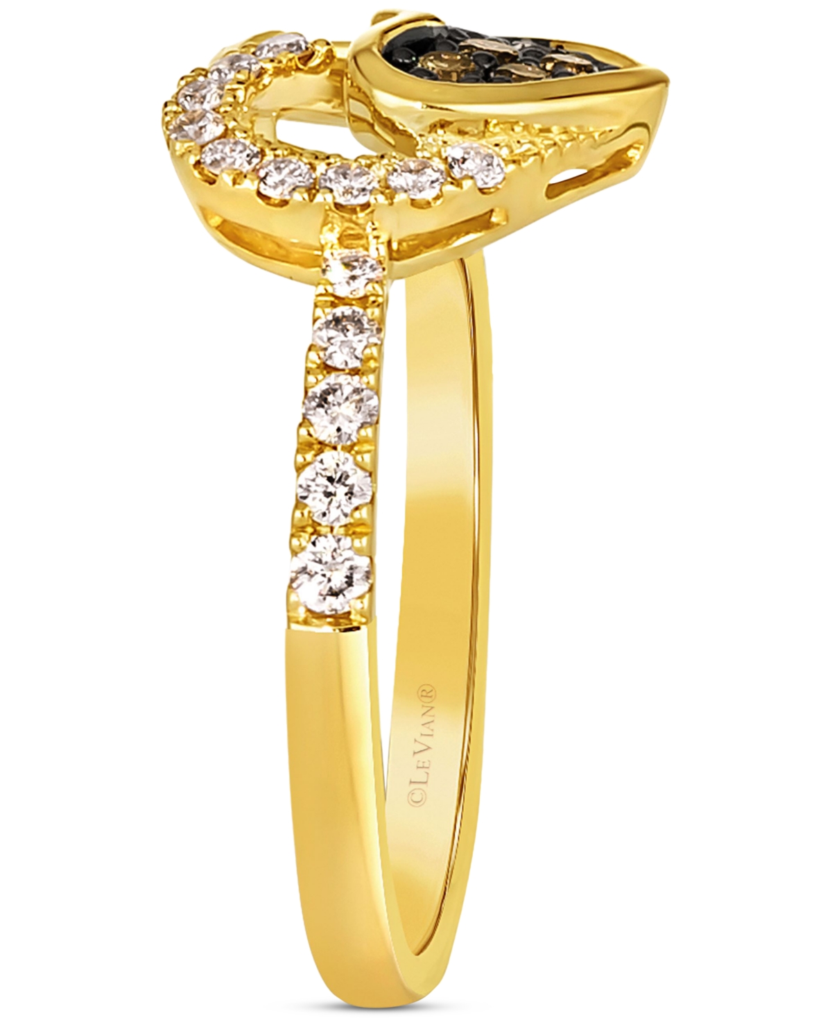 Le Vian Chocolate Diamond & Nude Diamond Double Heart Ring (3/8 ct. t.w.) in 14k Gold