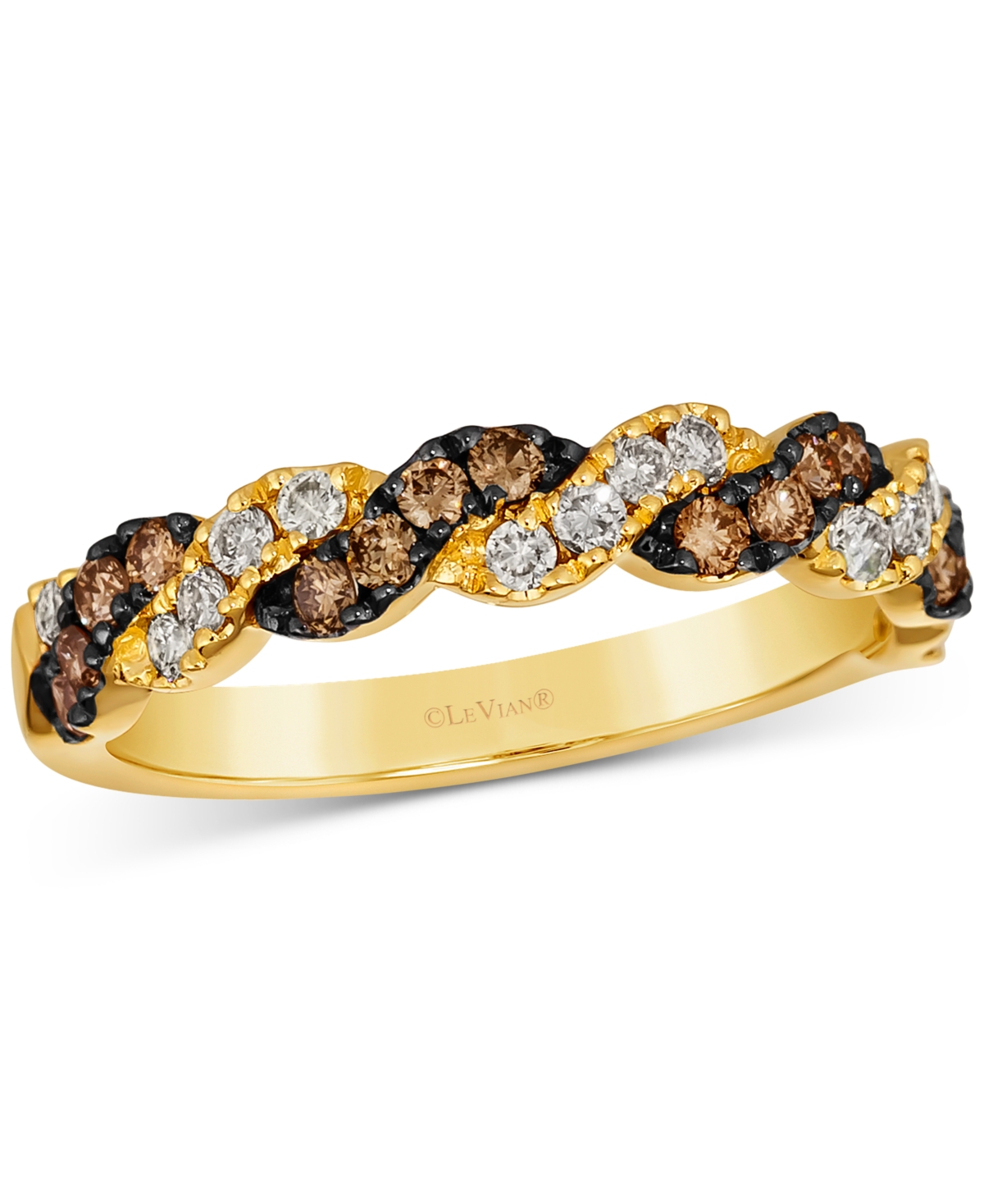 Nude Diamond & Chocolate Diamond Twist Ring (1/2 ct. t.w.) in 14k Gold