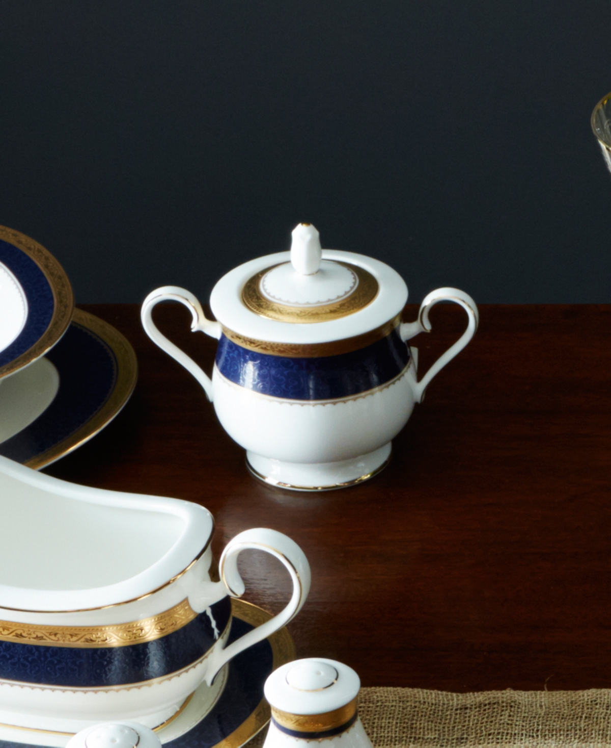 Noritake Odessa Cobalt Gold Sugar Creamer Set In Blue