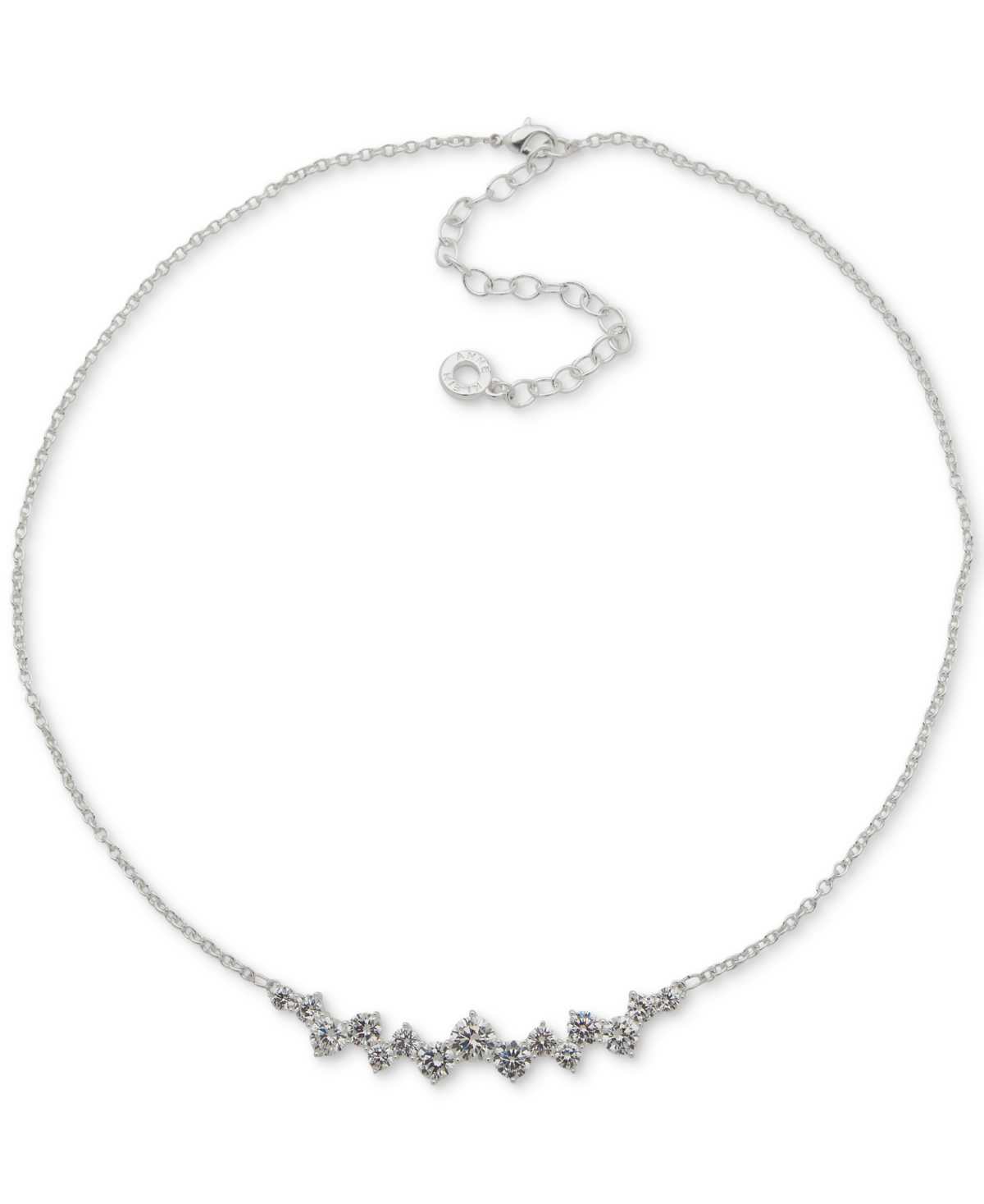 Silver-Tone Cubic Zirconia Statement Necklace, 16" + 3" extender - Crystal