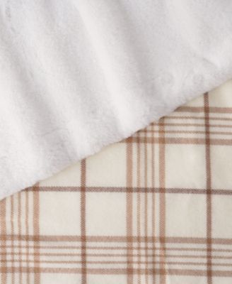R&D.M.Co-☆2024AW新品未使用CHECK BLANKET Checkered Couch Throw Blanket in Neutral Tan with Fringe
