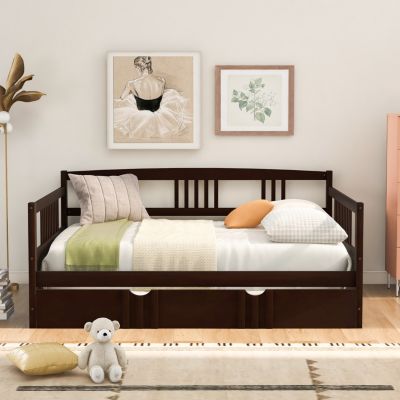 Streamdale Full Size Daybed Wood Bed With Twin Size Trundle