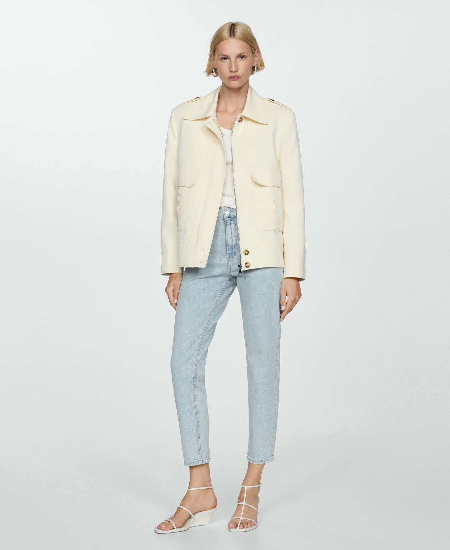 Женские джинсы Mango Mom Comfort High Rise, цвет: Выбеленный синий — фото 8