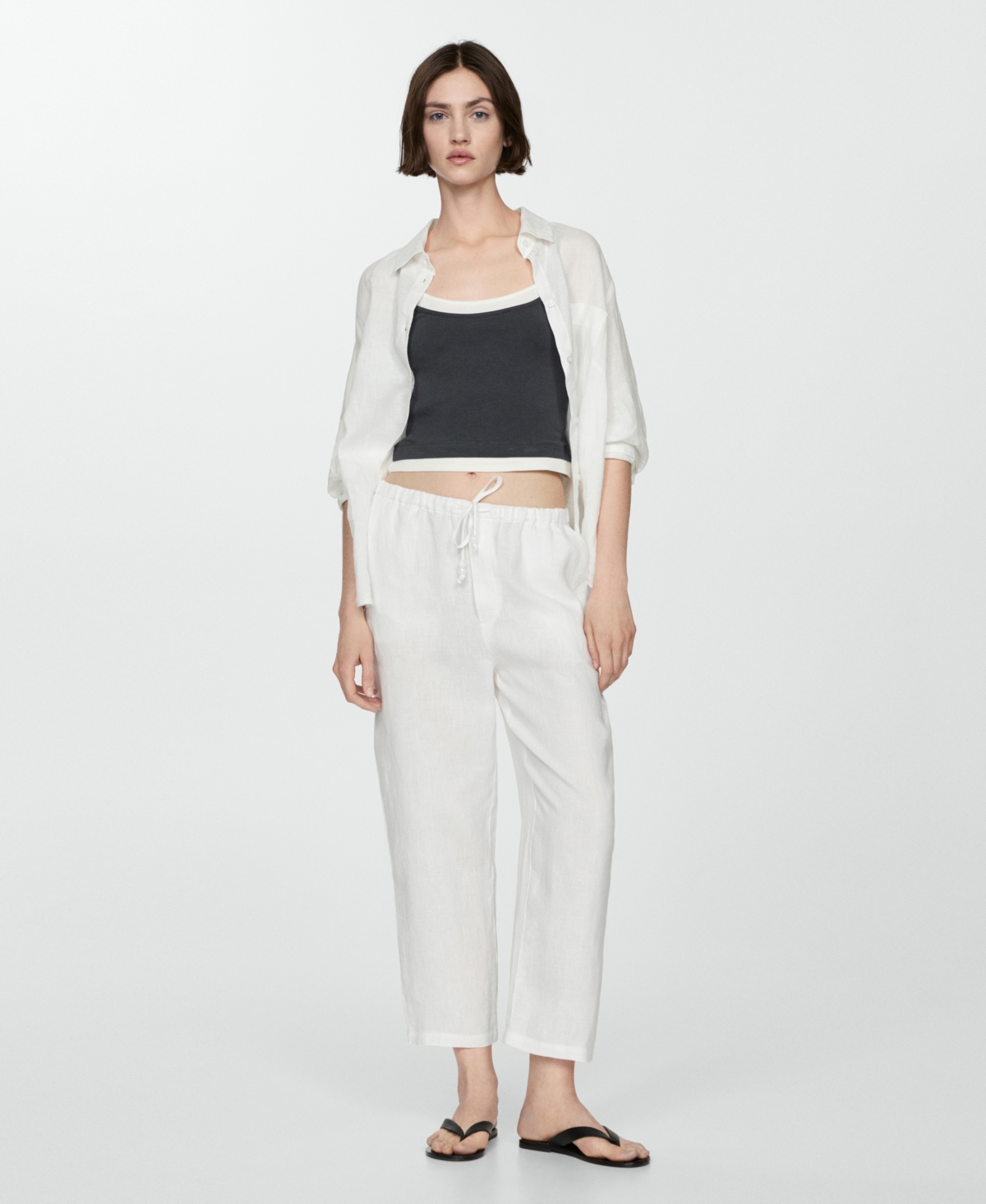 Mango Women's 100% Linen Jogger Trousers