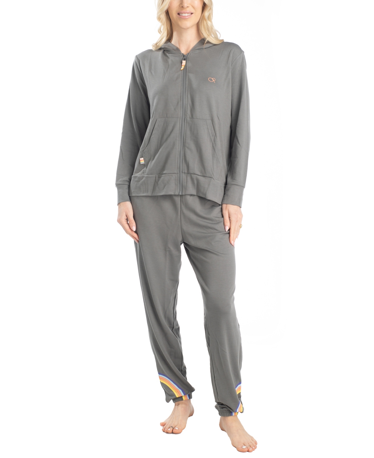 Shop Ocean Pacific Women's Day Breakers Hoodie Pj Set In Off White