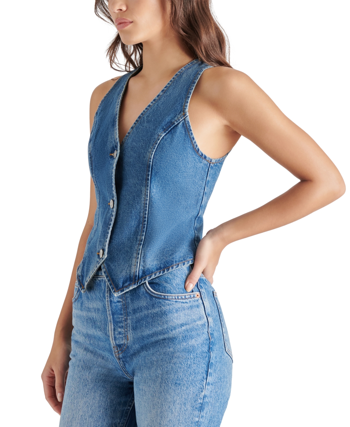 Steve Madden Women's Cotton Micky Button-Front Vest Top