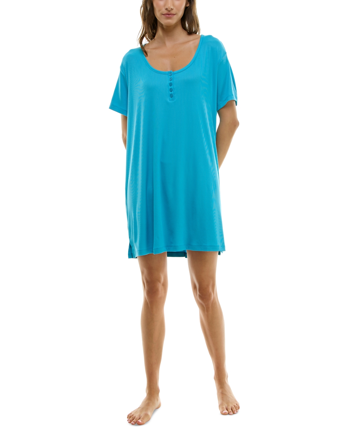Women's Short-Sleeve Henley Sleepshirt - Orchid Pink