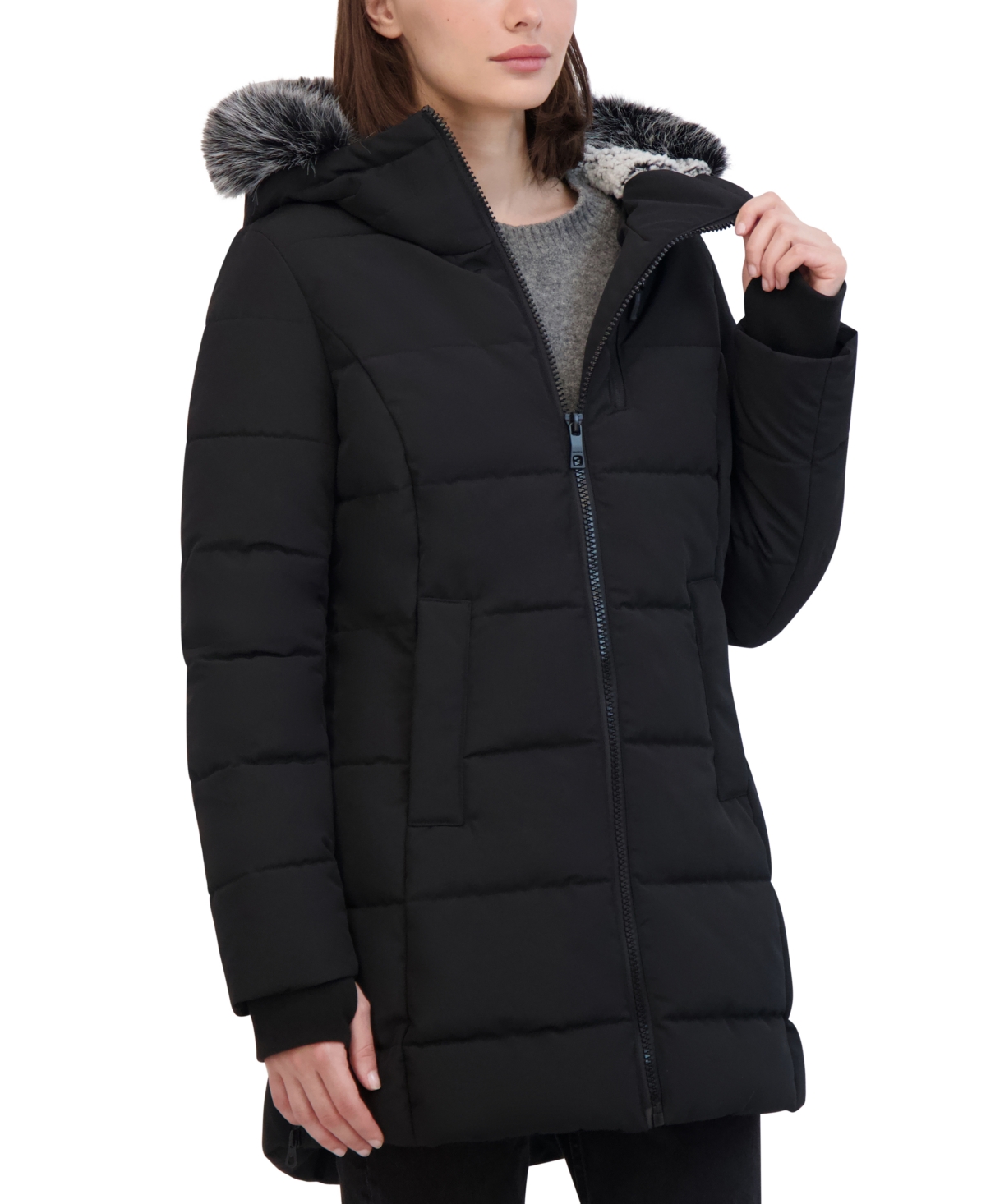 Nautica Women's Faux-Fur-Trim Hooded Puffer Coat