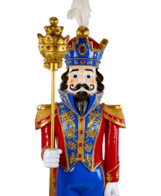 White and Gold Standing Christmas Nutcracker Soldier Holding a Sceptor 6.5 ft