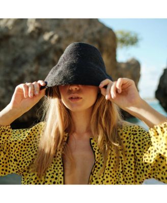 Naomi Jute Clochet Straw Hat in Black