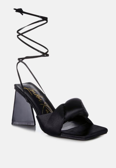 Женские сандалии London Rag Pristine Satin Strap Triangular Block Heel, цвет: Чёрный