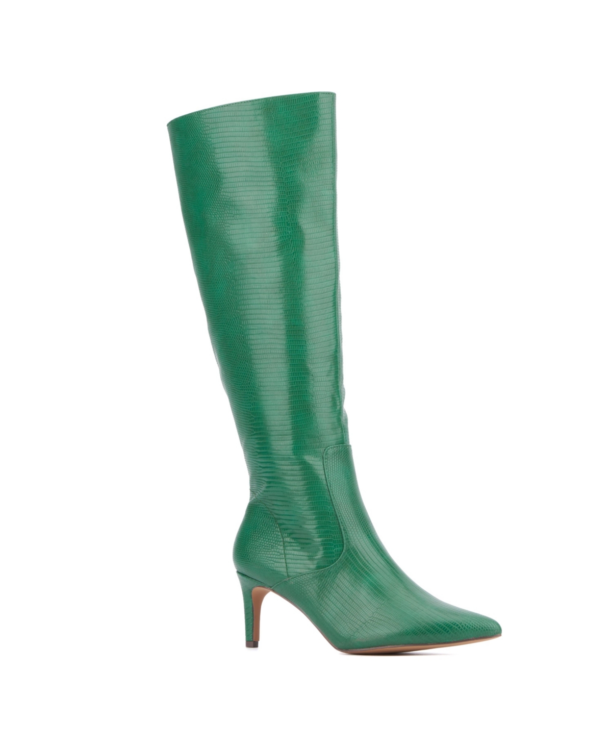 Women's Piper- lizard Embossed Kitten Heel Boots - Green lizard