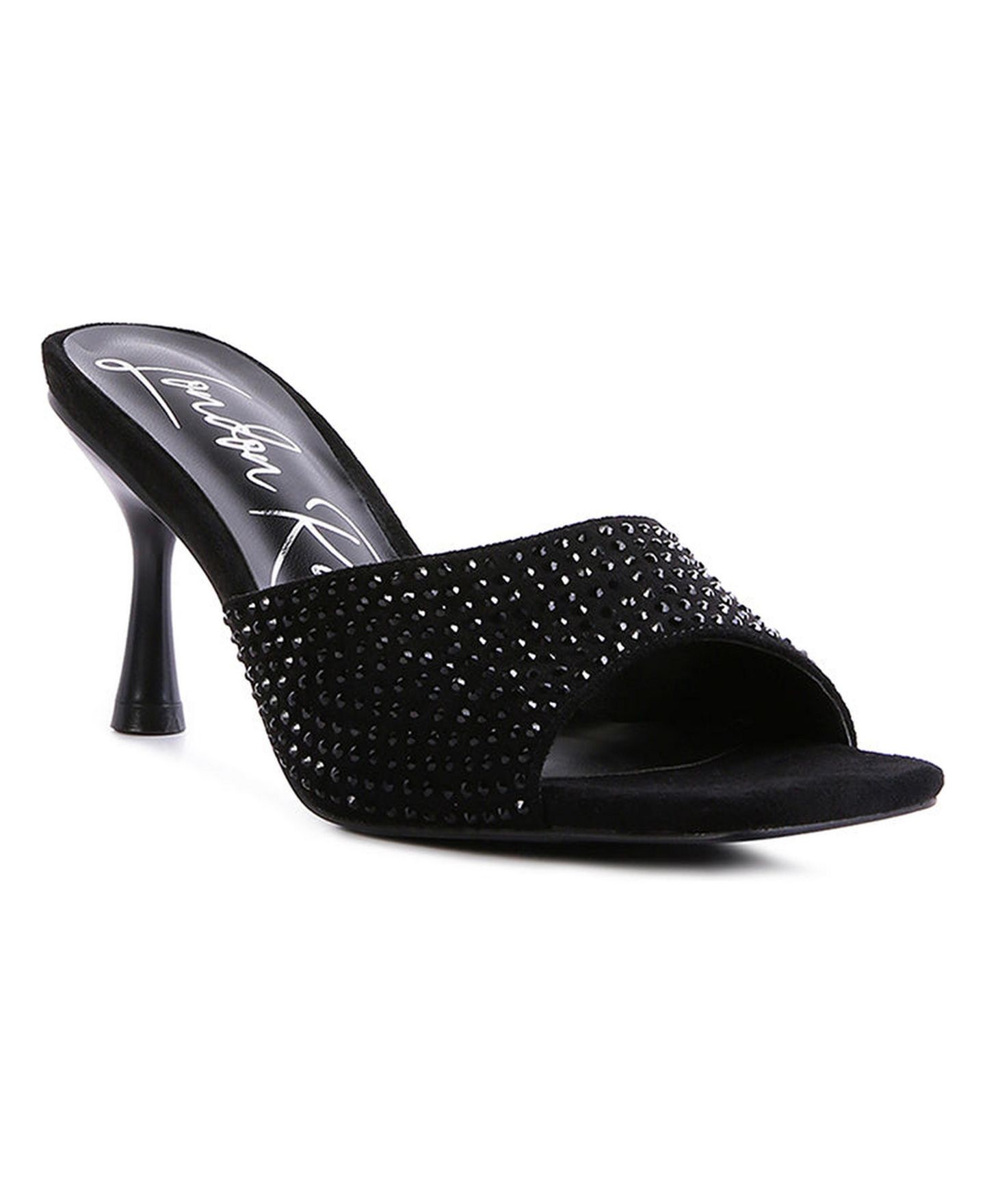 Женские сандалии London Rag Imprint Heat Set Diamante Slip On, цвет: Чёрный — фото 3