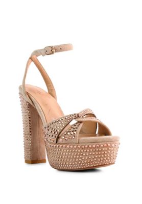 Womens Bellini Heat-Set Diamante High Block Heel Sandals