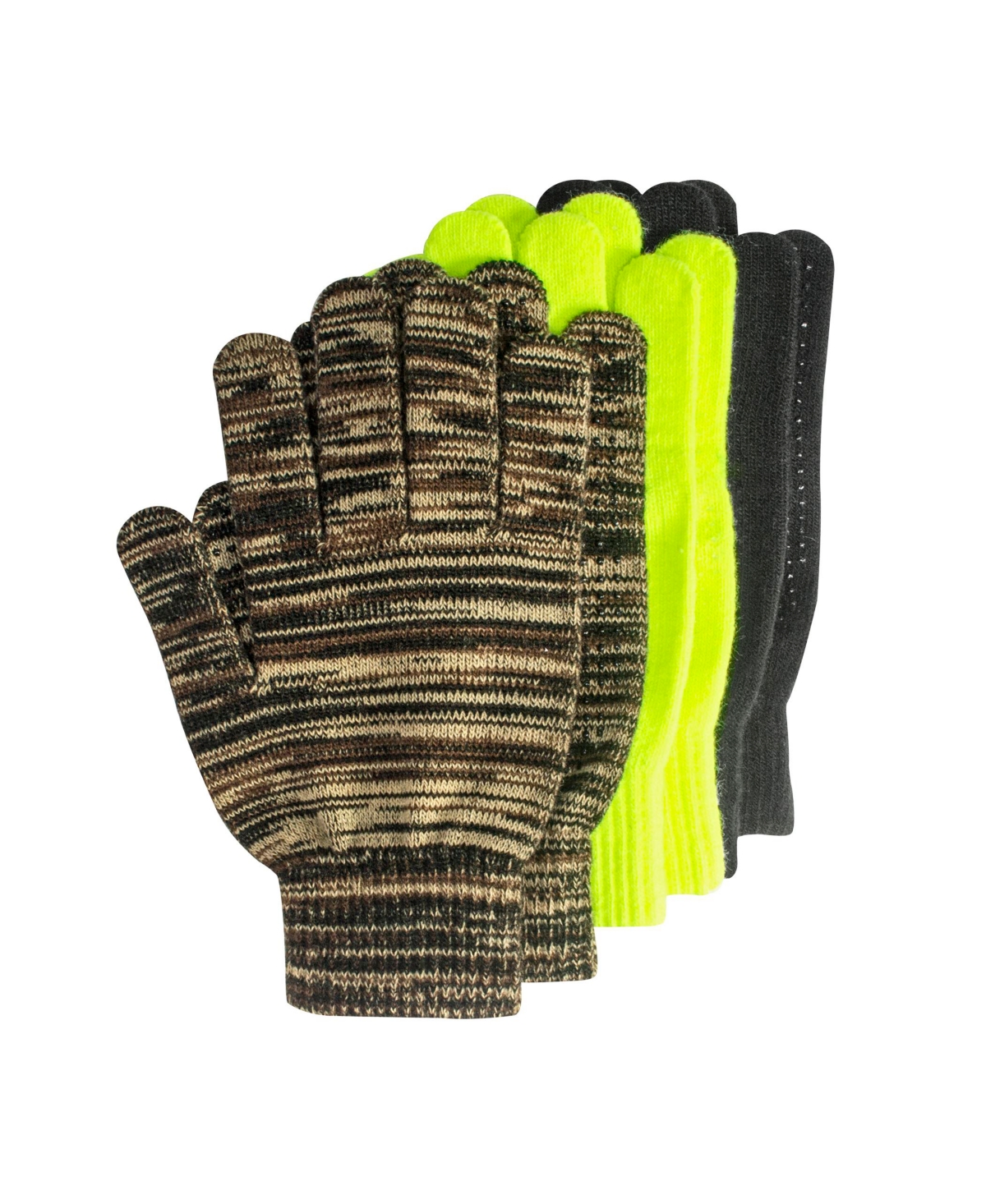 Men's Unisex 3-Pair Pack Grip Dot Assorted Gloves, Assorted, One Size - Assorted