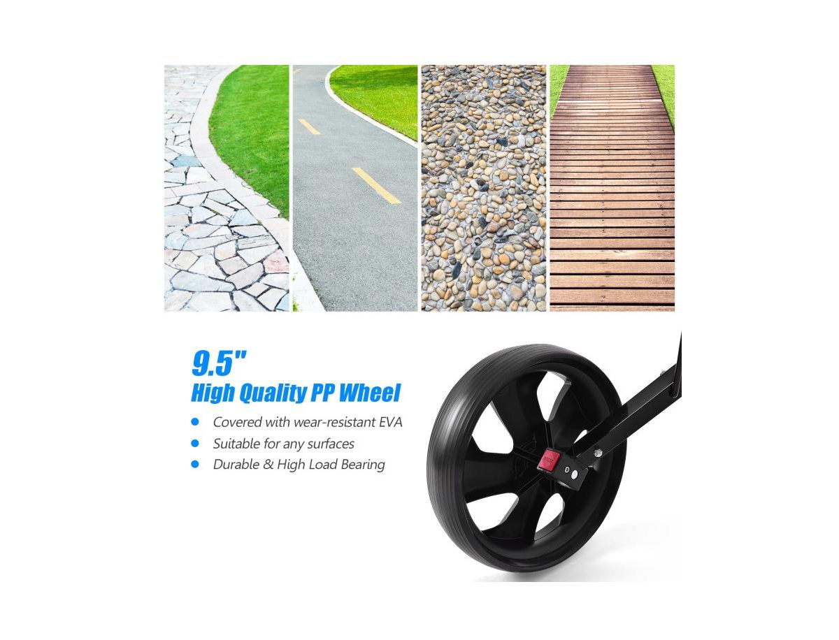 Slickblue Folding 2 Wheels Push Pull Golf Cart Trolley with Scoreboard