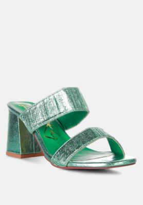 Womens Giblet Metallic Slip On Block Heels