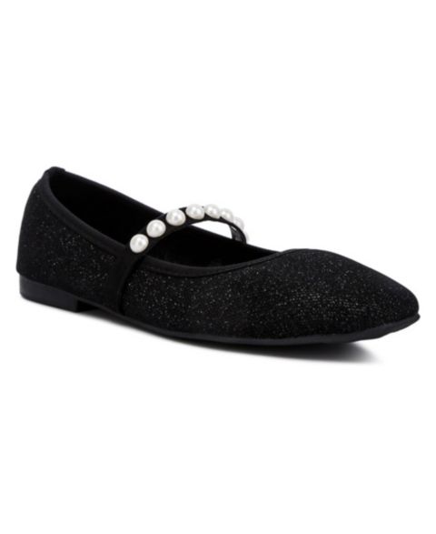 Женские балетки London Rag Sassie Pearl Embellished Ballerina Flats, цвет: Чёрный
