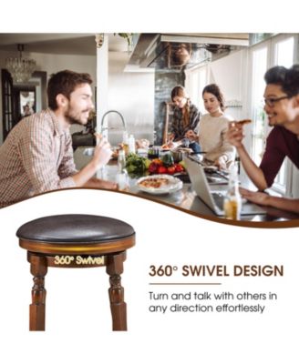 Set of 2 24-Inch Swivel Leather Padded Bar Dining Stools