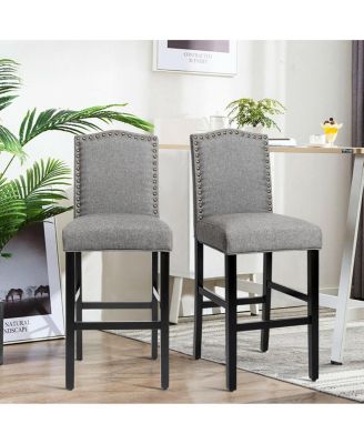 Set of 2 Counter Height Dining Side Barstools with Thick Cushion
