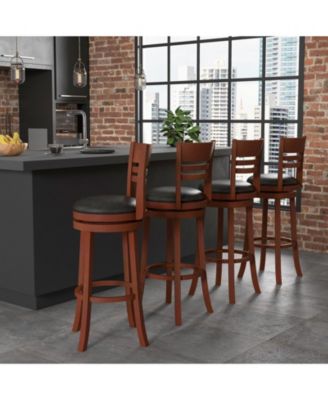 Set of 2 360° Bar Stools with PU Upholstered Seats