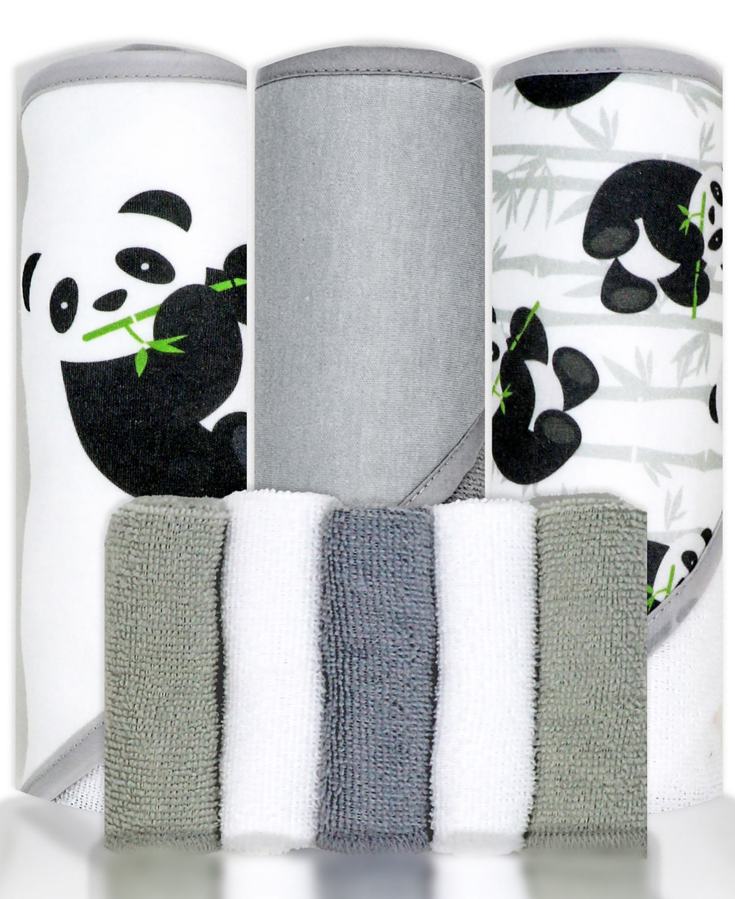 Baby Boys and Baby Girls 8 Piece Hooded Bath Towel and Wash Cloth Set