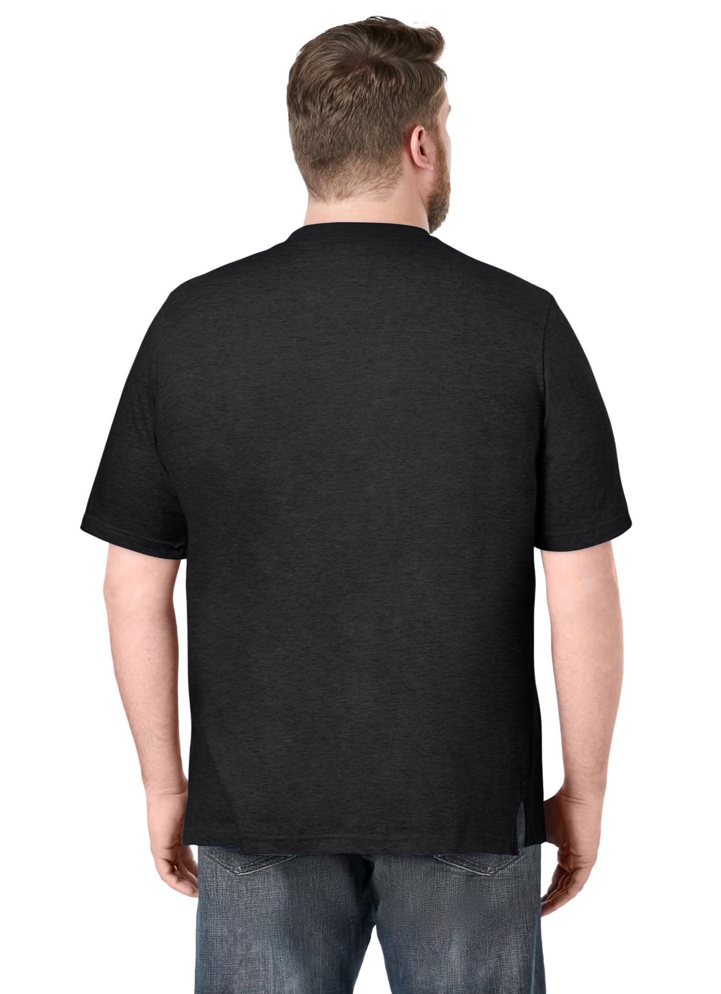 Мужская лёгкая футболка-хенли KingSize Shrink-Less, цвет: Чёрный — фото 2
