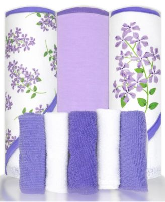 Tendertyme Baby Boys and Baby Girls 8 Piece Hooded Bath Towel and Wash Cloth Set - Lilac 30$