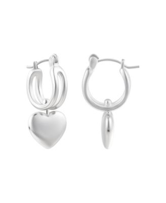 Silver Heart Huggie Earrings