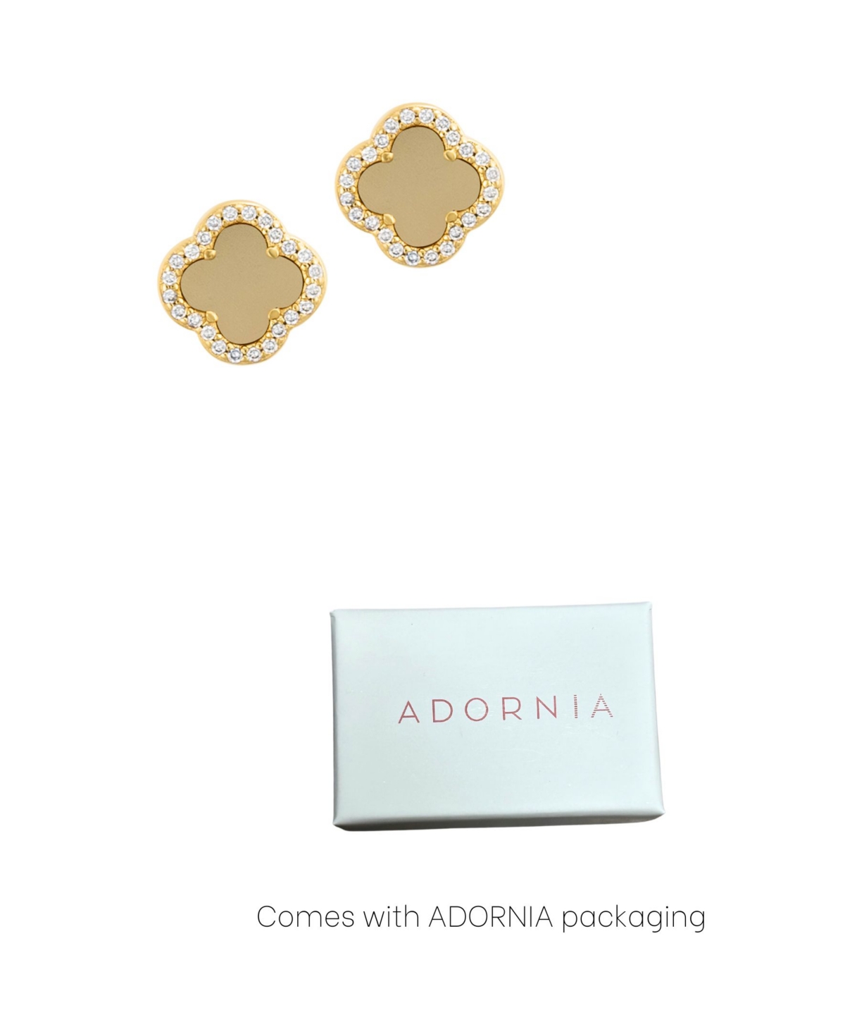 Adornia 14k Gold Plated Crystal Halo Matte Center Clover Earrings In Gold