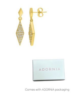 Gold Crystal Diamond-Shaped Drop Earrings